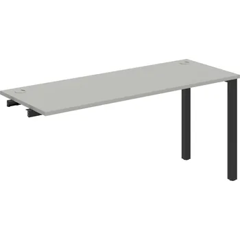 Psací stůl UE 1600 R – Stůl pracovní délky 160 cm, hl. 60 cm, k řetězení - Šedá , Černý kov