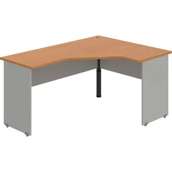 Psací stůl GEV 60 L – Stůl ergo levý 160 × 120 cm - Olše , Šedá , Černý kov