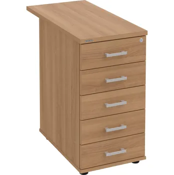 Zásuvkový kontejner K 35 C P 80 – Kontejner, 5 zásuvek, cent. zamykání, léta podél, hl. 80 cm - Višeň , Višeň , USH – hranatá