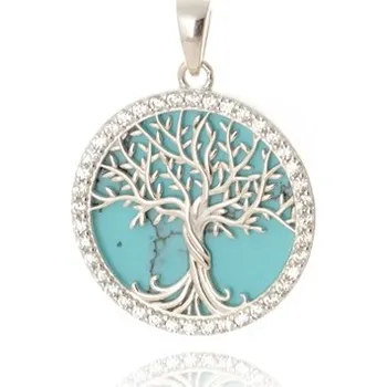 Přívěsek Stříbrný přívěšek strom života se syntetickým tyrkysem STRZ1191F