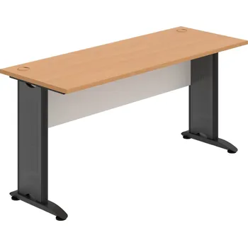 Psací stůl CE 1600 – Stůl pracovní rovný 160 cm, hl. 60 cm - Buk , Bílá , Černý kov