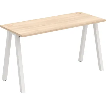 Psací stůl UE A 1400 – Stůl pracovní délky 140 cm, hl. 60 cm - Akát , Bílý kov