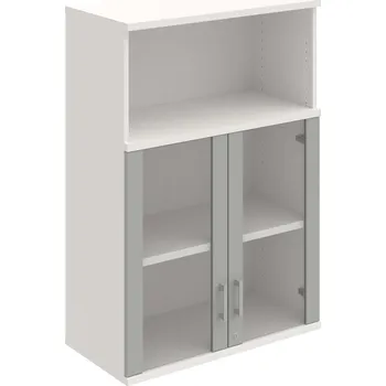 Policová skříň SZ 3 80 05 H – Skříň policová dvéřová 115,2 × 80 cm - Šedá , Bílá , USH – hranatá