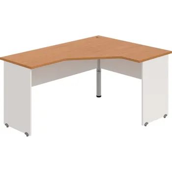 Psací stůl GEV 60 L – Stůl ergo levý 160 × 120 cm - Olše , Bílá , Šedý kov