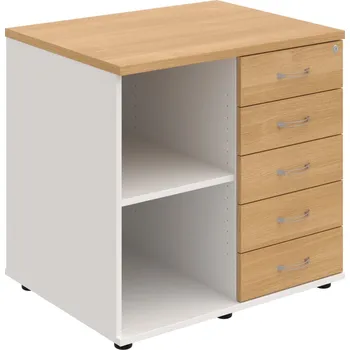 SPKZ 3 80 60 P N – Skříňka ke stolu, pravá, s centrálním zamykáním - Dub , Bílá , USN – Hobis