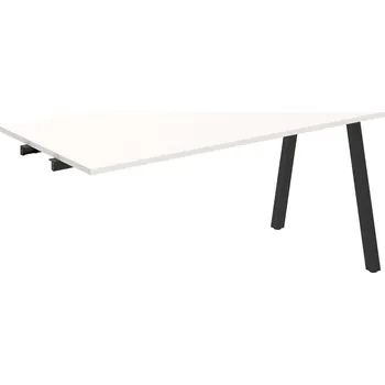 Psací stůl UJ A 1600 R – Stůl jednací rovný délky 160 cm, k řetězení - Bílá , Černý kov