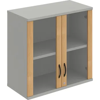 Policová skříň SZ 2 80 02 H – Skříň policová dvéřová 76,8 × 80 cm - Dub , Šedá , UCO – černá