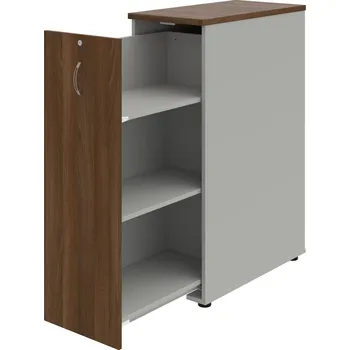 SPVZ 3 L – Skříňka ke stolu, šanonová, výsuvná, levá - Ořech , Šedá , USN – Hobis