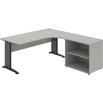 Psací stůl CE 1800 60 H L – Sestava CE 1800 60 L + SP 80 60 P - Šedá , Šedá , Černý kov