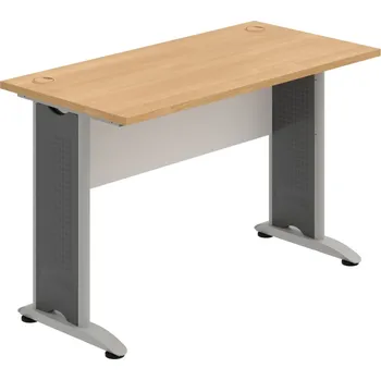 Psací stůl CE 1200 – Stůl pracovní rovný 120 cm, hl. 60 cm - Dub , Bílá , Šedý kov