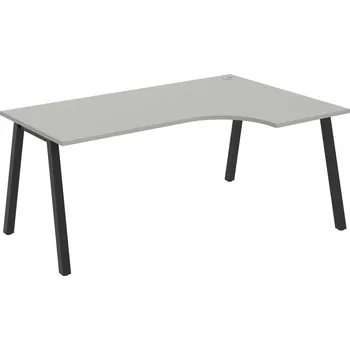 Psací stůl UE A 1800 60 L – Stůl ergo 180 × 120 cm, levý - Šedá , Černý kov
