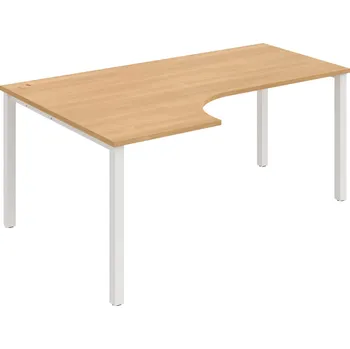 Psací stůl UE 1800 60 P – Stůl ergo 180×120 cm, pravý - Dub , Bílý kov