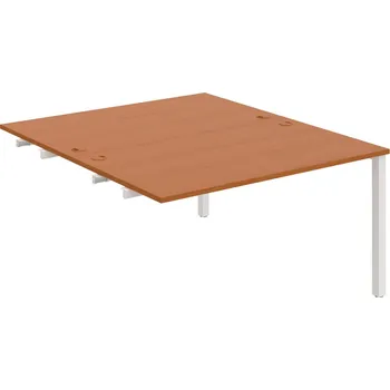 Psací stůl USD 1400 R – Stůl pracovní 140 × 160 cm, k řetězení - Třešeň , Bílý kov