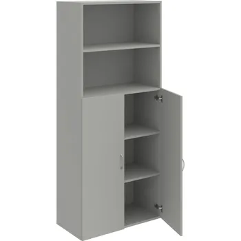 Policová skříň D 5 80 04 – Skříň policová dvéřová 185 × 80 cm - Šedá , Šedá , USN – Hobis