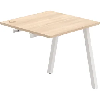 Psací stůl US A 800 R – Stůl pracovní délky 80 cm, k řetězení - Akát , Bílý kov