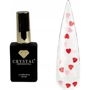 Top Love Pink 12 ml CRYSTAL PROFESSIONAL hybridní top s červenými srdíčky