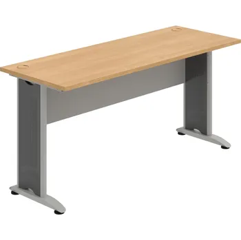 Psací stůl CE 1600 – Stůl pracovní rovný 160 cm, hl. 60 cm - Dub , Šedá , Šedý kov