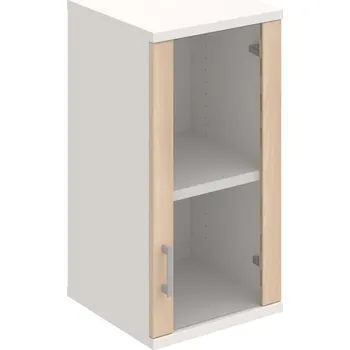 Policová skříň S 2 40 02 P H – Skříň policová dvéřová 76,8 × 40 cm - Akát , Bílá , USH – hranatá