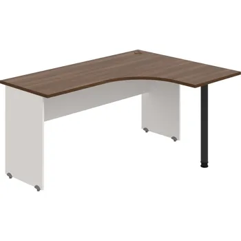 Psací stůl GE 60 L – Stůl ergo levý 160 × 120 cm - Ořech , Bílá , Černý kov