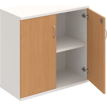 Policová skříň SZ 2 80 01 – Skříň policová dvéřová 76,8 × 80 cm - Buk , Bílá , USN – Hobis