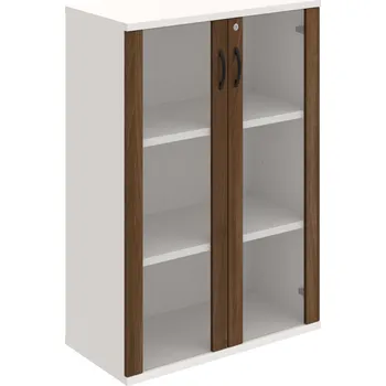 Policová skříň SZ 3 80 04 – Skříň policová dvéřová 115,2 × 80 cm - Ořech , Bílá , UCO – černá