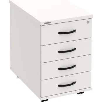 Zásuvkový kontejner K 34 C N – Kontejner, 4 zásuvky, cent. zamykání, léta napříč, hl. 60 cm - Bílá , Bílá , UCO – černá