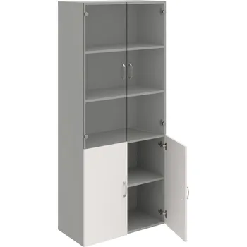 Policová skříň D 5 80 09 – Skříň policová dvéřová 185 × 80 cm - Bílá , Šedá , USN – Hobis