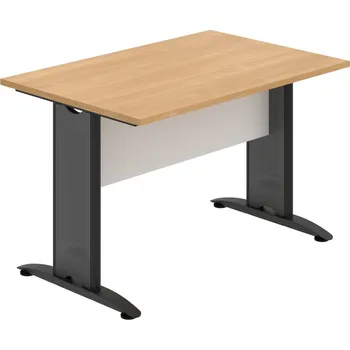 Jednací stůl CJ 1200 – Stůl jednací rovný 120 cm - Dub , Bílá , Černý kov