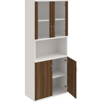 Policová skříň S 5 80 07 – Skříň policová dvéřová 192 × 80 cm - Ořech , Bílá , USN – Hobis