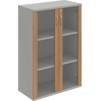 Policová skříň SZ 3 80 04 – Skříň policová dvéřová 115,2 × 80 cm - Višeň , Šedá , USN – Hobis