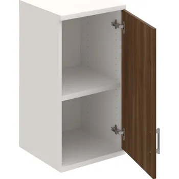 Policová skříň S 2 40 01 P H – Skříň policová dvéřová 76,8 × 40 cm - Ořech , Bílá , USH – hranatá
