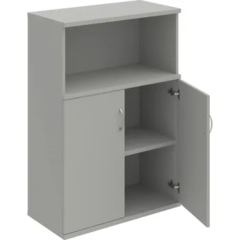 Policová skříň S 3 80 02 – Skříň policová dvéřová 115,2 × 80 cm - Šedá , Šedá , USN – Hobis