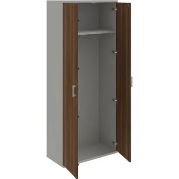 Policová skříň SZ 5 80 01 – Skříň šatní dvéřová 192 × 80 cm - Ořech , Šedá , USH – hranatá