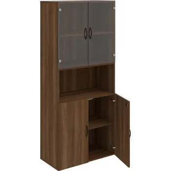 Policová skříň DZ 5 80 07 – Skříň policová dvéřová 185 × 80 cm - Ořech , Ořech , UCO – černá