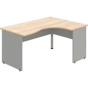 Psací stůl GE 2005 L – Stůl ergo levý 160 × 120 cm - Akát , Šedá , Šedý kov