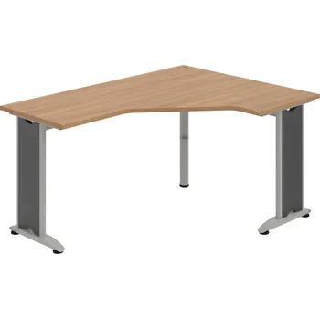 Psací stůl FEV 60 L – Stůl ergo levý 160 × 120 cm - Višeň , Šedý kov