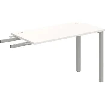 Psací stůl UE 1200 RU – Stůl pracovní délky 120 cm, hl. 60 cm, k řetězení - Bílá , Šedý kov