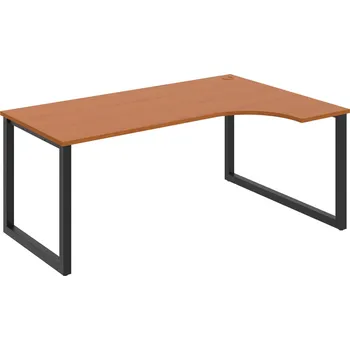 Psací stůl UE O 1800 L – Stůl ergo 180 × 120 cm, levý - Třešeň , Černý kov