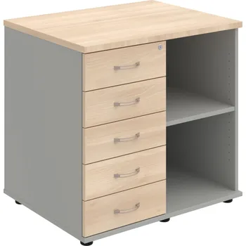 SPKZ 3 80 60 L N – Skříňka ke stolu, levá, s centrálním zamykáním - Akát , Šedá , USN – Hobis