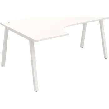 Psací stůl UE A 1800 60 P – Stůl ergo 180 × 120 cm, pravý - Bílá , Bílý kov