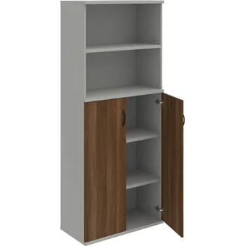 Policová skříň S 5 80 04 – Skříň policová dvéřová 192 × 80 cm - Ořech , Šedá , UCO – černá