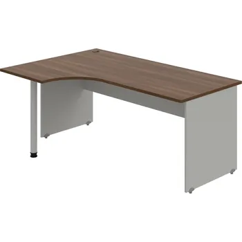 Psací stůl GE 1800 60 P – Stůl ergo 180 × 120 cm, pravý - Ořech , Šedá , Šedý kov