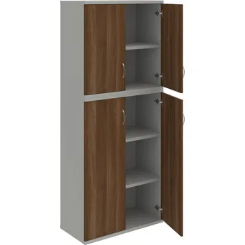 Policová skříň S 5 80 06 – Skříň policová dvéřová 192 × 80 cm - Ořech , Šedá , USN – Hobis