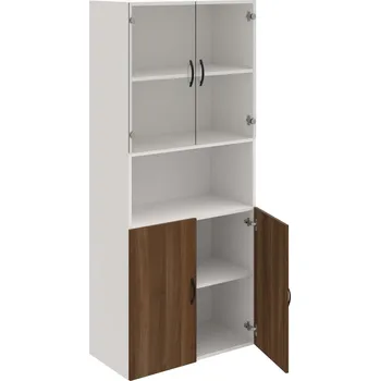 Policová skříň D 5 80 07 – Skříň policová dvéřová 185 × 80 cm - Ořech , Bílá , UCO – černá