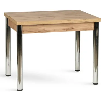 Jídelní stůl CHAMPIONE chrom – jídelní stůl - dub wotan , 90 × 60 cm , Bez rozkladu
