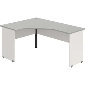 Psací stůl GEV 60 P – Stůl ergo pravý 160 × 120 cm - Šedá , Bílá , Černý kov