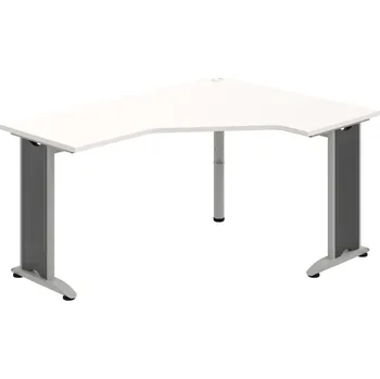 Psací stůl FEV 60 L – Stůl ergo levý 160 × 120 cm - Bílá , Šedý kov