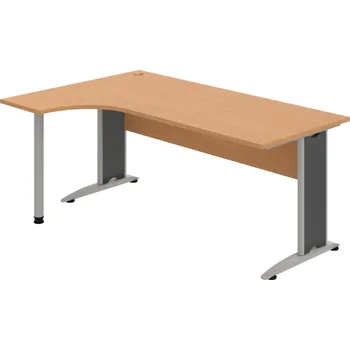 Psací stůl CE 1800 P – Stůl ergo pravý 180 × 120 cm - Buk , Buk , Šedý kov