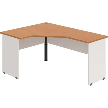 Psací stůl GEV 60 P – Stůl ergo pravý 160 × 120 cm - Olše , Bílá , Černý kov