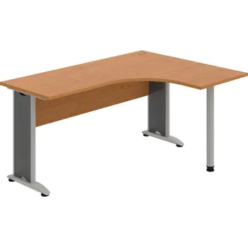 Psací stůl CE 60 L – Stůl ergo levý 160 × 120 cm - Olše , Olše , Šedý kov